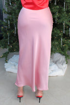 FALDA MAXI ROSA SATIN