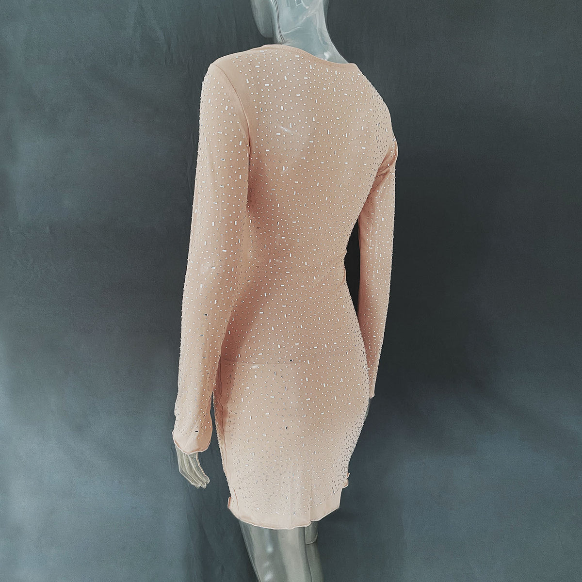 VESTIDO PIEDRAS NUDE