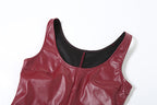 VESTIDO BURGUNDY EFECTO PIEL