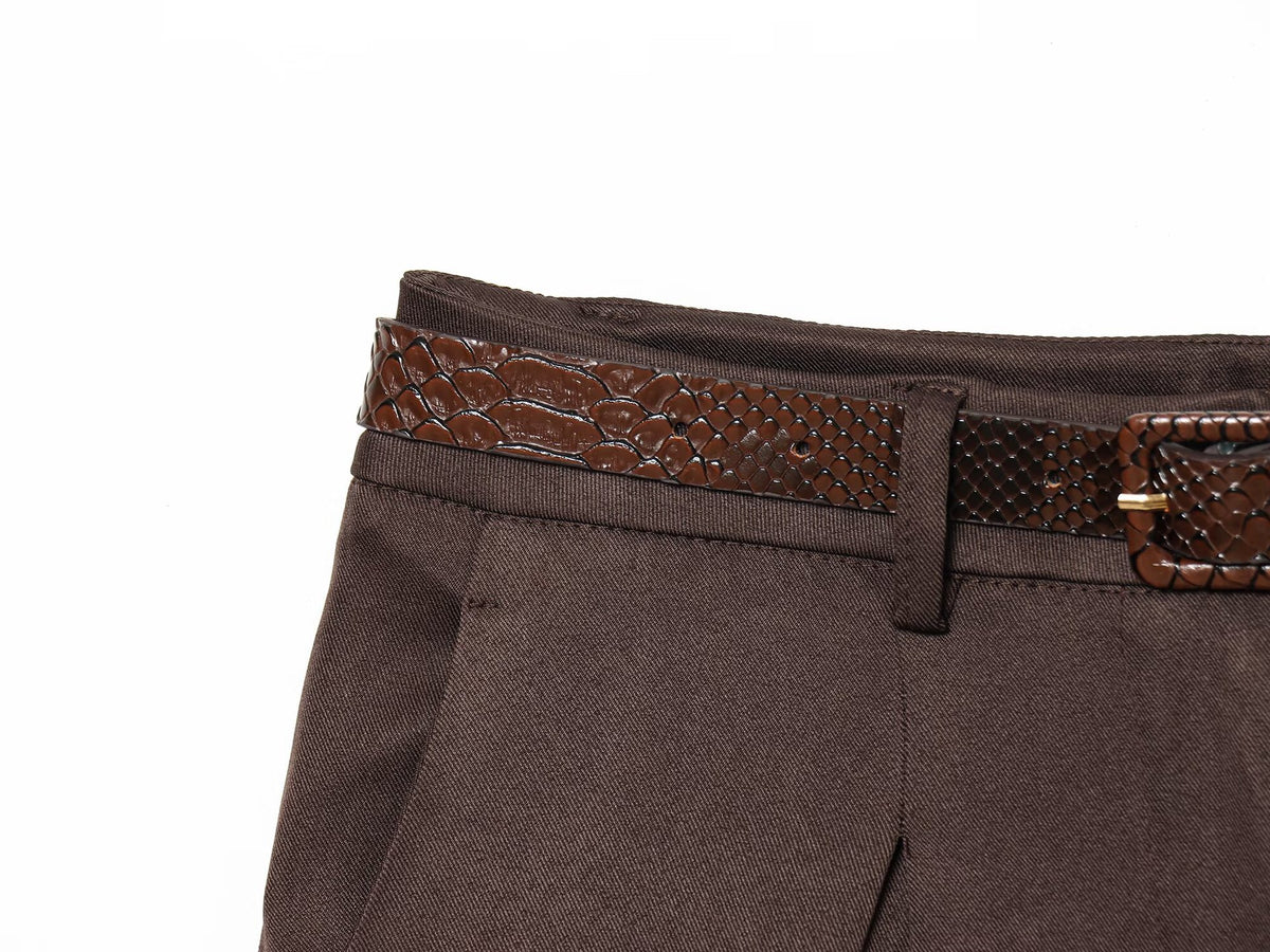 SHORT CAFÉ CHOCOLATE CON CINTO