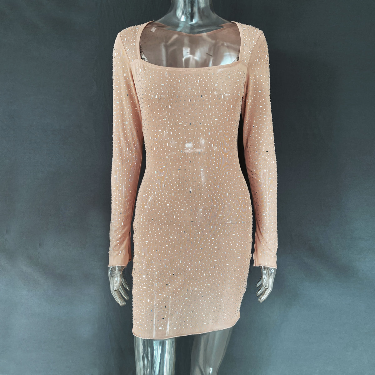 VESTIDO PIEDRAS NUDE