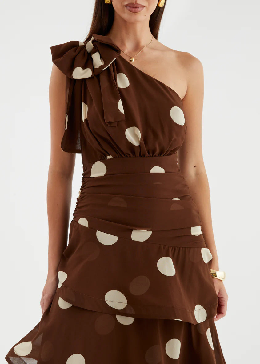 VESTIDO NOREIA POLKA DOT CAFÉ