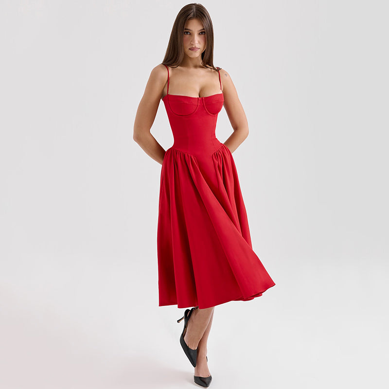 SCARLETT DRESS MIDI ROJO