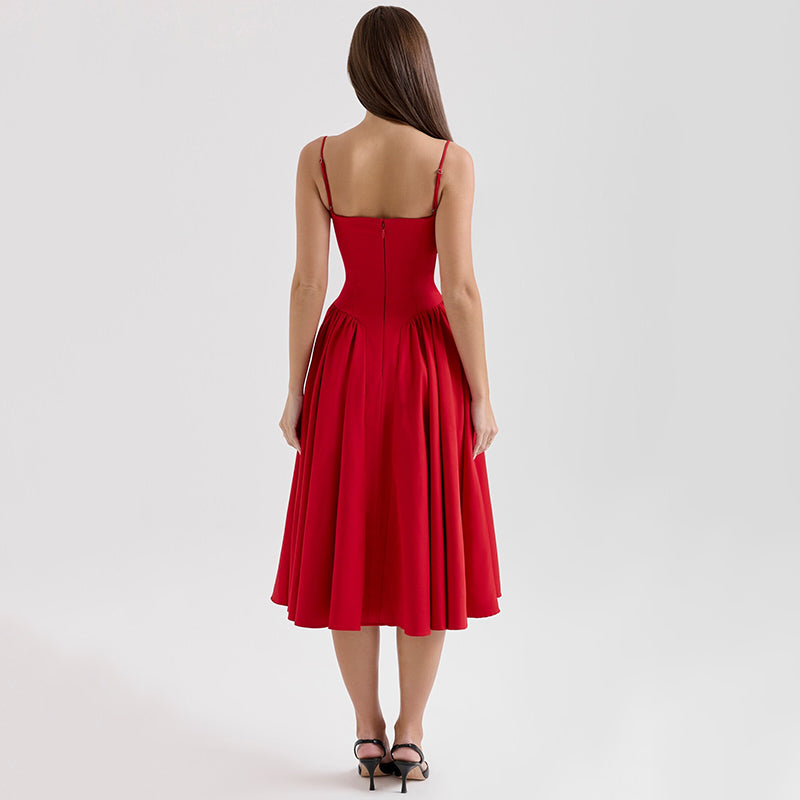SCARLETT DRESS MIDI ROJO