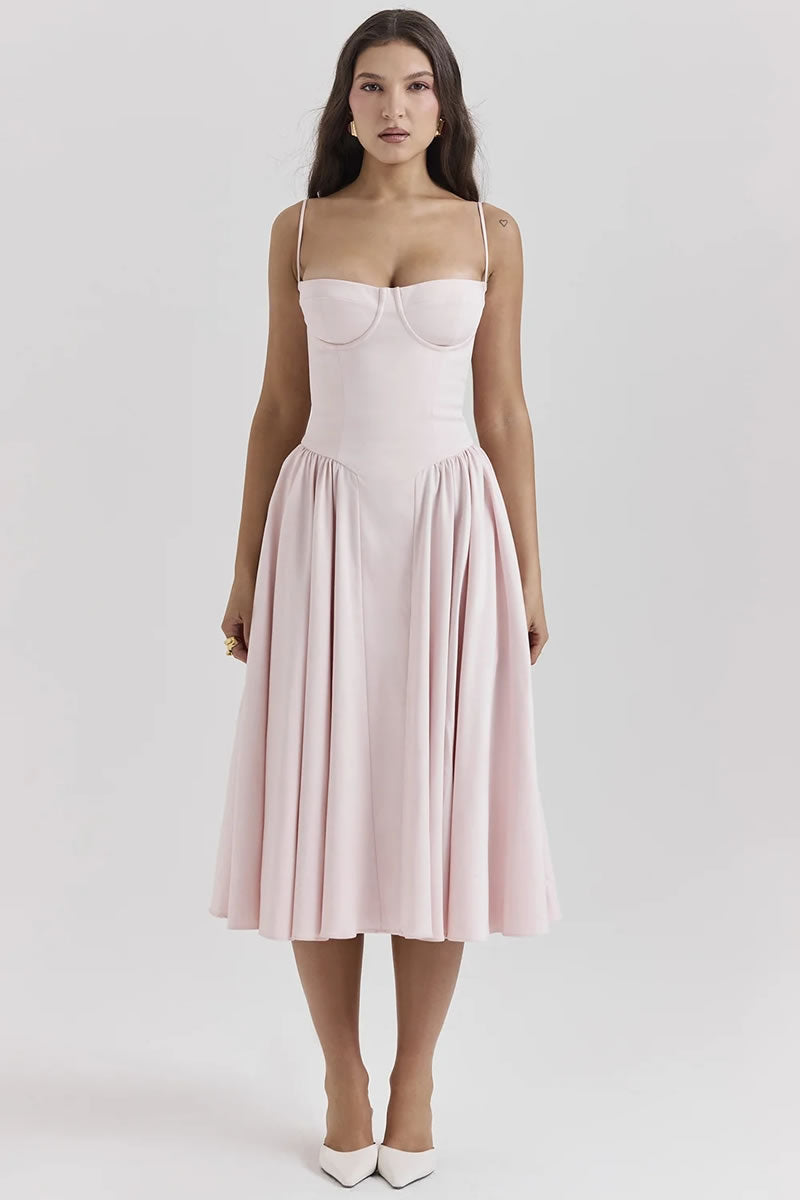 SCARLETT DRESS MIDI ROSA PALO