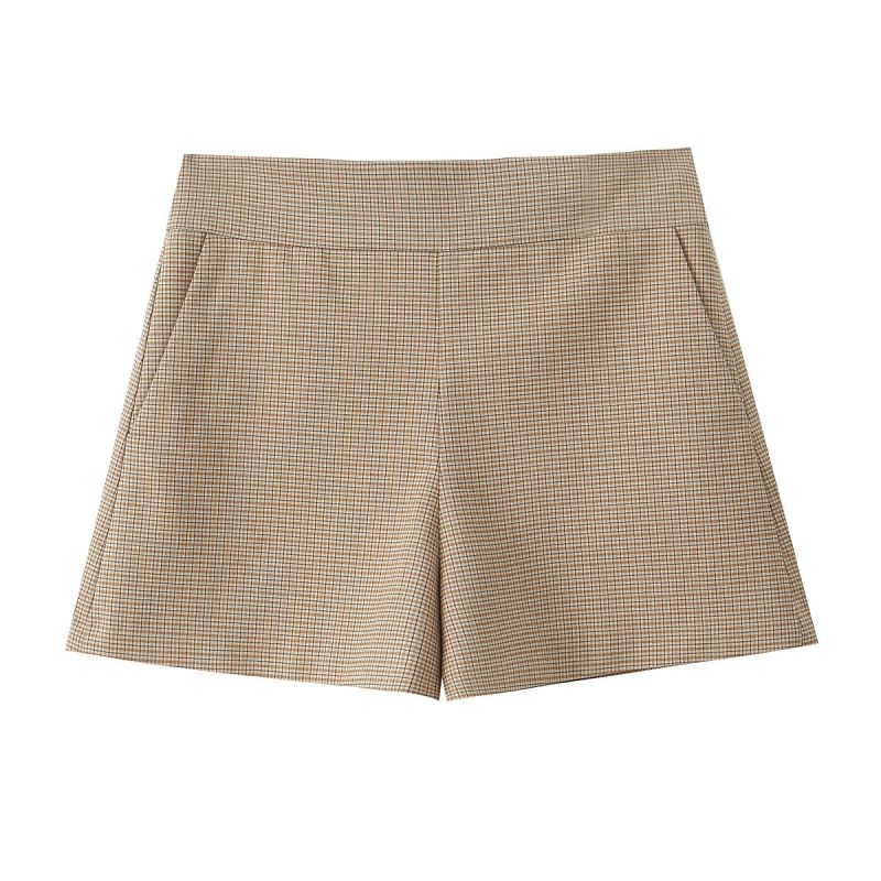 SHORT CUADROS CAFÉ