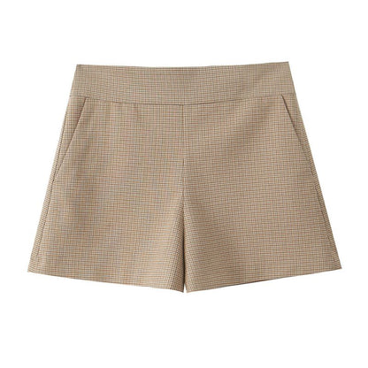 SHORT CUADROS CAFÉ
