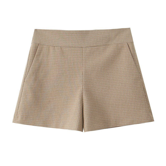 SHORT CUADROS CAFÉ