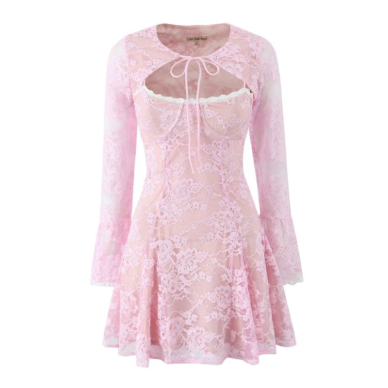 VESTIDO ROSA ENCAJE ISABELLA
