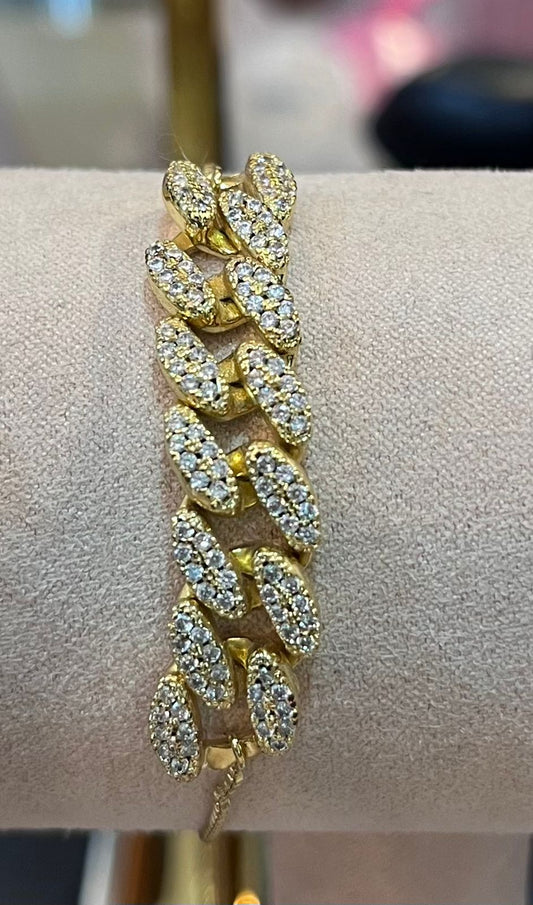 PULSERA ESLABONES CON PIEDRAS AJUSTABLE