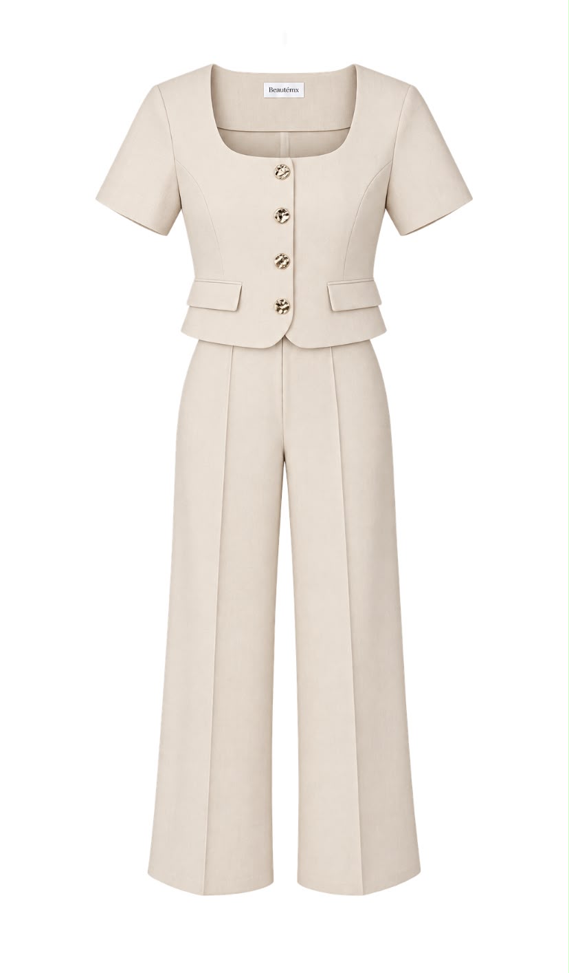 CONJUNTO MILÁN CAMEL BLUSA + PANTALÓN