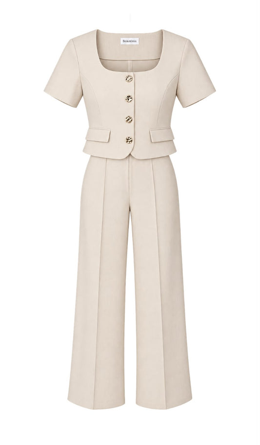CONJUNTO MILÁN CAMEL BLUSA + PANTALÓN