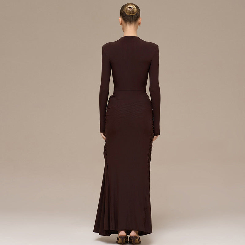 VESTIDO MAXI XIOMARA CAFÉ