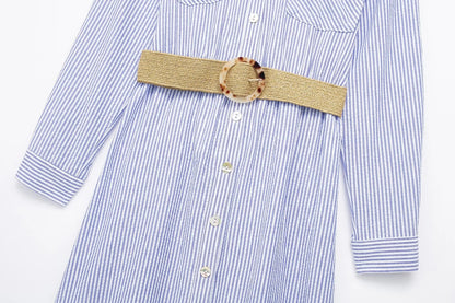 VESTIDO LARGO AZUL RAYADO