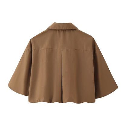 CONJUNTO MILA CAFÉ BLUSA + FALDA