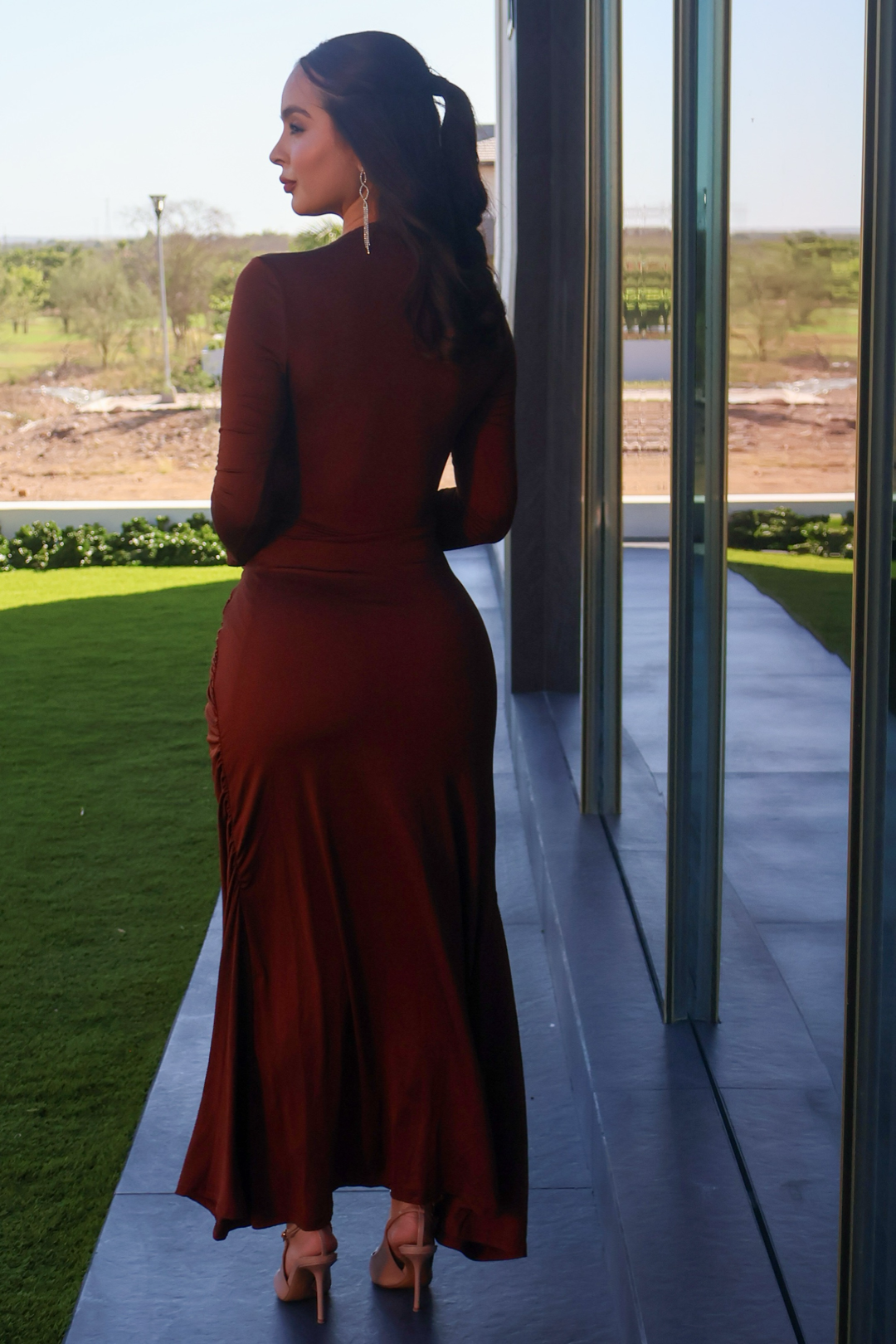 VESTIDO MAXI XIOMARA CAFÉ