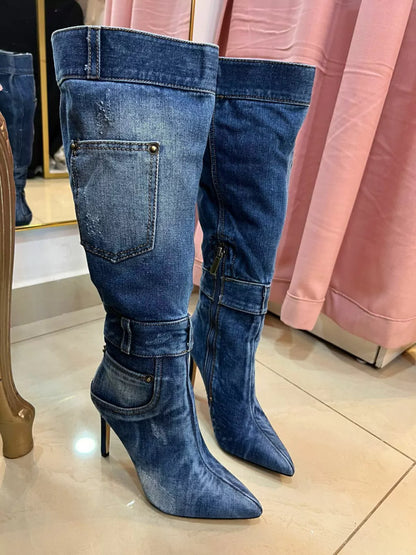BOTA DENIM JEANS CON BOLSAS