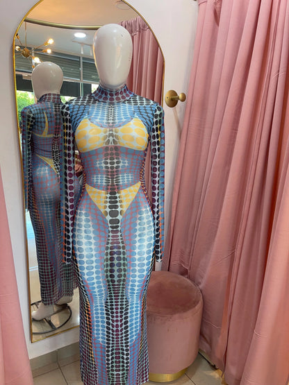 VESTIDO MESH BOLEADO