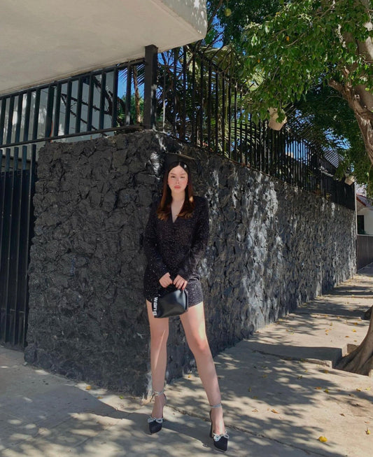 VESTIDO LENTEJUELA CHICA NEGRO