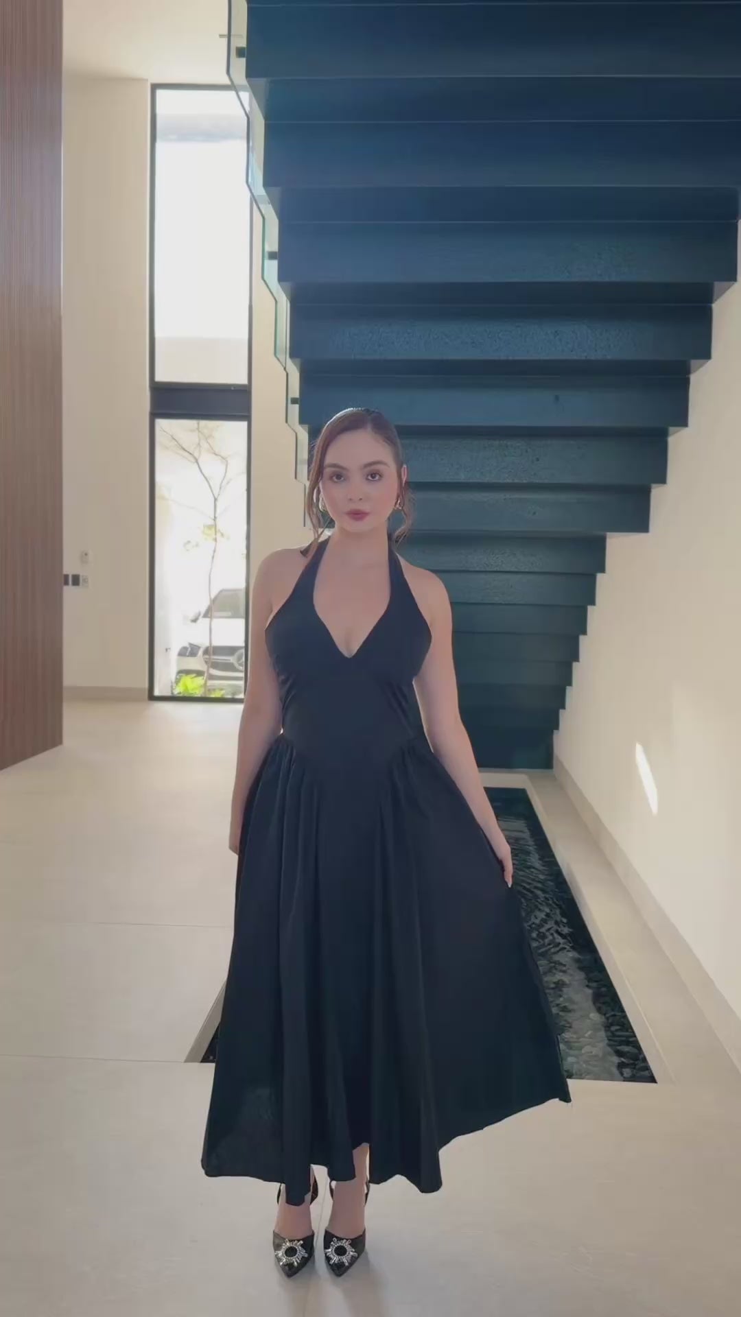 VESTIDO MIDI VICTORIA BLACK ALGODÓN