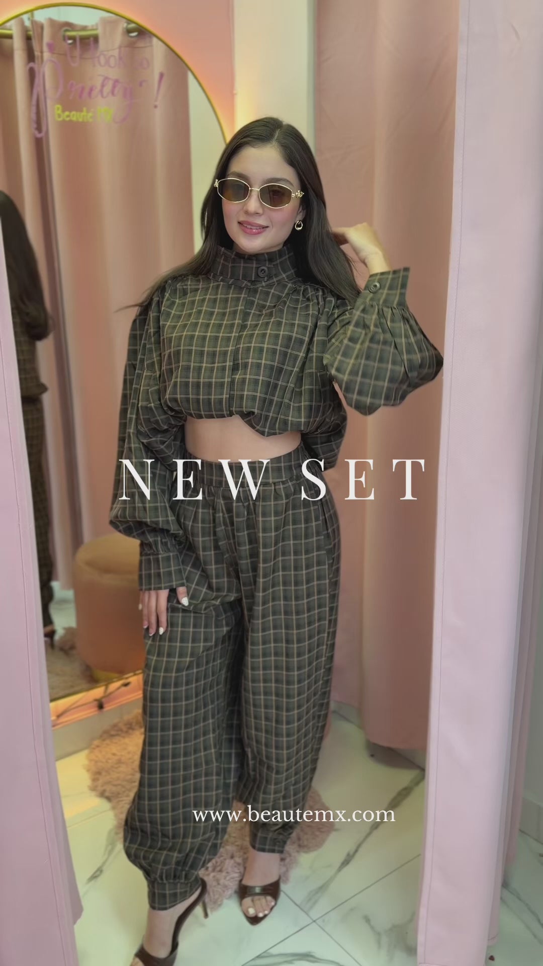 CONJUNTO SABRIK OLIVE PLAID