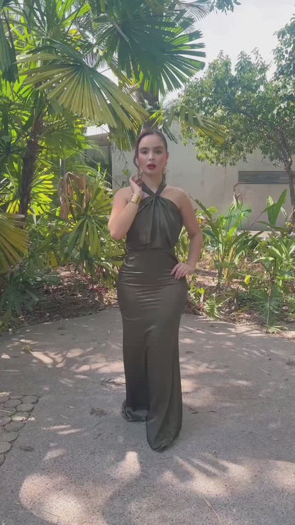 VESTIDO EDNA OLIVE MAXI