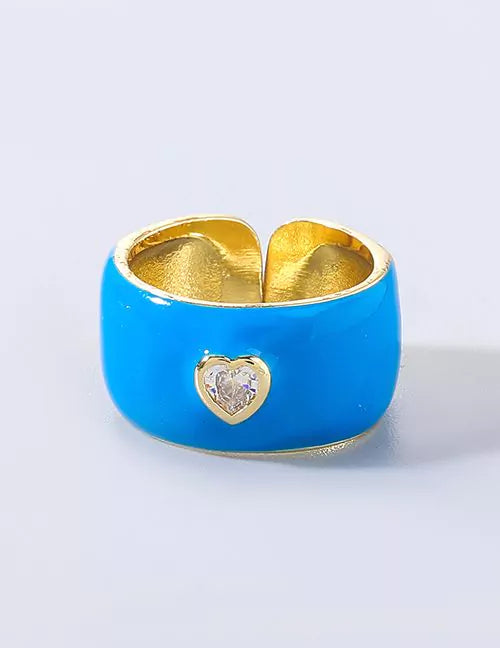 ANILLO CORAZON MINI PIEDRA AZUL
