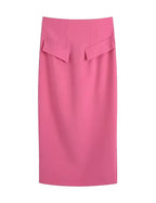 FALDA ROSA CORAL 2 BOLSAS ENFRENTE LARGA