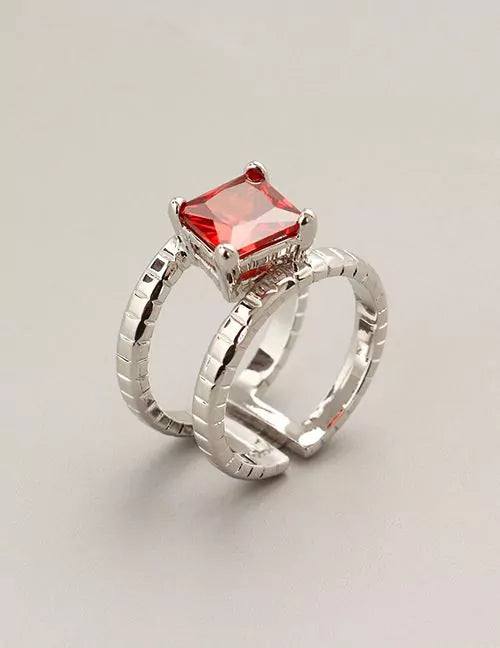 ANILLO PLATA PIEDRA ROJO