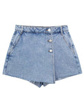 SHORT-FALDA CRUZADA BOTONES AZUL CLARO