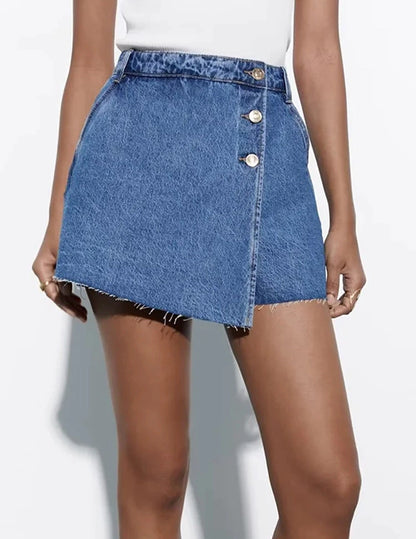 SHORT-FALDA CRUZADA BOTONES AZUL FUERTE